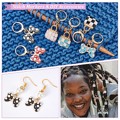 Alloy Enamel Handbag & Bowknot Pendant Locking Stitch Markers&nbsp;HJEW-AB00086