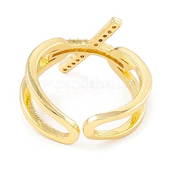 Clear Cubic Zirconia Initial Letter X Open Cuff Ring&nbsp;RJEW-I083-16G
