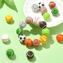 20Pcs 10 Style Sports Theme Food Grade Eco-Friendly Silicone Focal Beads&nbsp;SIL-CJ0001-13