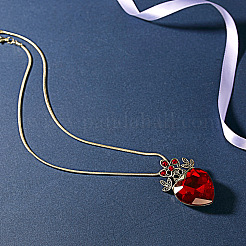 Brass Pave Glass Crown Heart Pendant Necklaces&nbsp;FS-WG3AF77-01