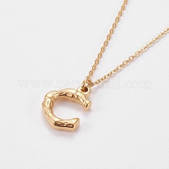304 Stainless Steel Initial Pendant Necklaces&nbsp;NJEW-L155-14