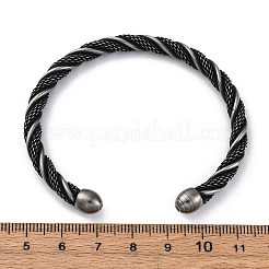 316 Surgical Stainless Steel Twisted Rope Shape Cuff Bangles&nbsp;BJEW-P319-04B