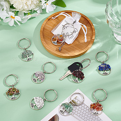Alloy & Natural Gemstone Chip Keychains&nbsp;KEYC-AB00073