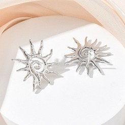 Sun Brass Stud Earrings for Women&nbsp;EJEW-A167-08P