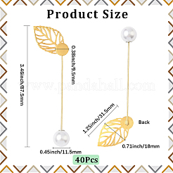 60Pcs 2 Styles Leaf Stainless Steel Round Tray Stick Lapel Pins&nbsp;JEWB-SC0001-75E