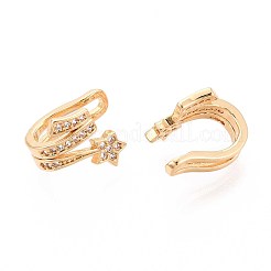 Brass Micro Pave Clear Cubic Zirconia Cuff Earrings&nbsp;EJEW-T047-76G
