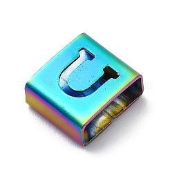 Ion Plating(IP) 304 Stainless Steel Square Slide Charms&nbsp;STAS-L132-09U-M