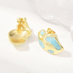 Irregular Brass Enamel Stud Earrings&nbsp;EJEW-K249-14G-05