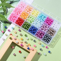540Pcs 18 Style Spray Painted ABS Plastic Imitation Pearl Beads&nbsp;OACR-YW0001-35B