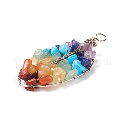Chakra Natural Mixed Stone Chip Big Pendants&nbsp;PALLOY-JF01662-02