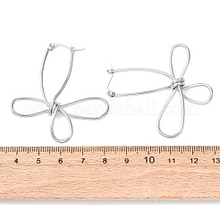 Hollow Flower 201 Stainless Steel Hoop Earrings&nbsp;EJEW-P337-01P