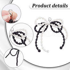 4Pcs 2 Styles Bowknot Resin Imitation Pearl Shoe Charms&nbsp;FIND-GA0005-03B