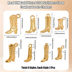 8Pcs 4 Styles 304 Stainless Steel Pendants&nbsp;STAS-BBC0007-58