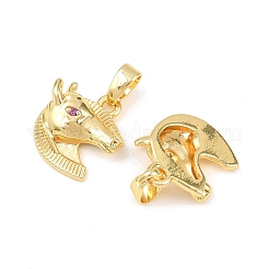 Brass Micro Pave Deep Pink Cubic Zirconia Charms&nbsp;KK-G549-07G