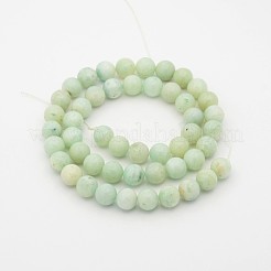 Natural Flower Amazonite Round Bead Strands&nbsp;G-P070-33-6mm