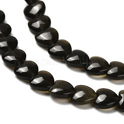Natural Golden Sheen Obsidian Beads Strands&nbsp;G-P575-C04-6mm