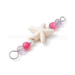 4Pcs 4 Colors Summer Beach Dyed Synthetic Turquoise Connector Charms&nbsp;PALLOY-JF03747-03