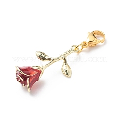 Alloy Enamel Rose Pendant Decorations&nbsp;HJEW-JM00760-01