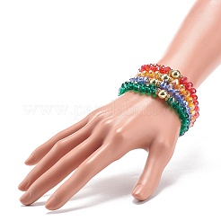 4Pcs 4 Style Glass & Rhinestone Beaded Stretch Bracelets Set for Women&nbsp;BJEW-JB08803
