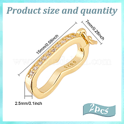 2Pcs Platinum Plated 925 Sterling Silver Rhinestone Twister Clasps&nbsp;FIND-GO0002-57
