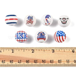32Pcs 8 Style Independence Day Theme Wood European Beads&nbsp;WOOD-FP0001-03