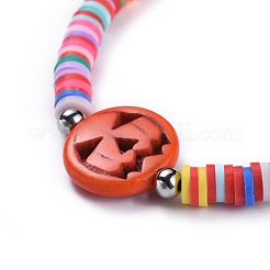 Handmade Polymer Clay Heishi Beads Braided Bracelets&nbsp;BJEW-JB04427-02