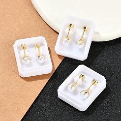 White Round Plastic Imitation Pearl Ear Fake Plugs&nbsp;EJEW-H105-20G