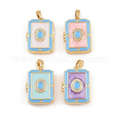 Brass Micro Pave Cubic Zirconia Locket Pendants&nbsp;KK-P335-05G