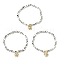 Brass Oval with Jesus Charms Bracelets&nbsp;BJEW-B148-03A