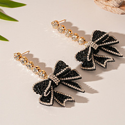 Bowknot Brass Rhinestone Dangle Stud Earrings&nbsp;FS-WGF8F1F-01