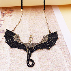 Gothic Style Alloy Flying Dragon Pendant PU Leather Cord Necklaces&nbsp;NJEW-L050-01AG