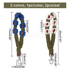 2Pcs 2 Colors Boho Macrame Wristlet Cotton Pendant Decorations&nbsp;HJEW-WR0001-04