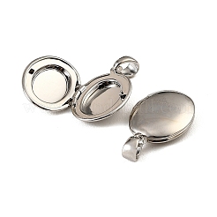 Floral Embossed Brass Locket Pendants&nbsp;KK-CBA7157-04P