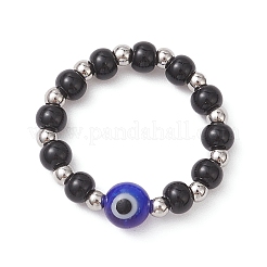 Handmade Evil Eye Lampwork with Glass Finger Rings for Couples&nbsp;RJEW-TA00231