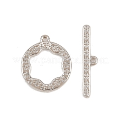 Flat Round Brass Toggle Clasps&nbsp;KK-G548-36P