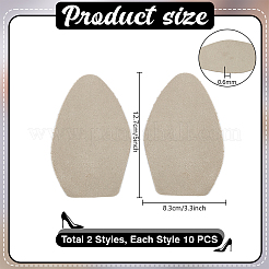 20Pcs 2 Styles Arch Suede Fabric Non-Slip Shoes Pads&nbsp;AJEW-PH0007-56B