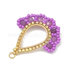Dyed Natural Malaysia Jade & Glass Seed Beaded Pendants&nbsp;PALLOY-MZ01430-01