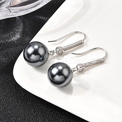 925 Sterling Silver Clear Cubic Zirconia Round Dangle Earrings&nbsp;EJEW-L300-07P