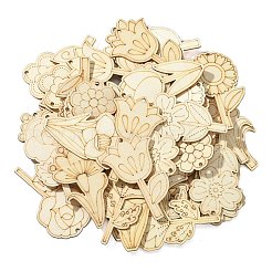 48Pcs 12 Styles Unfinished Blank Wooden Pendants Kit&nbsp;WOOD-CJC0011-15B