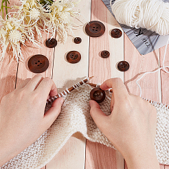 100Pcs 6 Style Natural Flat Round 4-hole Basic Sewing Button&nbsp;FIND-OC0002-11