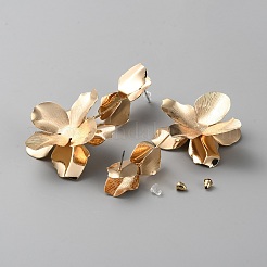 3D Punk Style Alloy Flower Dangle Stud Earrings for Woman&nbsp;EJEW-WH0001-52G