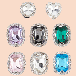 8Pcs 8 Styles Iron & Glass Shoe Buckle Clips&nbsp;FIND-CP0002-96