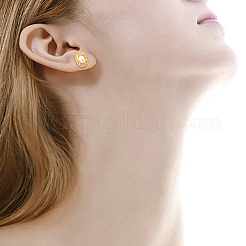 1 Pair ABS Plastic Pearl Oval Stud Earrings&nbsp;EJEW-FI0002-21