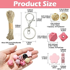 DIY Animal Cattle Theme Wooden Beaded Keychain Making Kits&nbsp;DIY-YW0008-69B