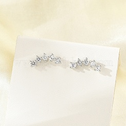 Brass Micro Pave Clear Cubic Zirconia Stud Earrings&nbsp;EJEW-R016-26P-15