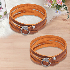 2Pcs Cowhide Cord Wrap Bracelets for Men Women&nbsp;BJEW-GF0001-38
