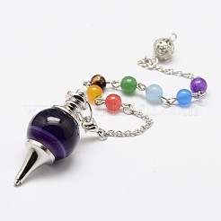 Dyed Natural Agate Beaded Pendulum Charm Bracelets&nbsp;BJEW-F193-M