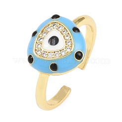 Brass Micro Pave Cubic Zirconia Cuff Open Rings for Women&nbsp;RJEW-K264-16G