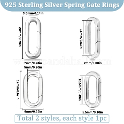 2Pcs 2 Styles 925 Sterling Silver Spring Gate Rings&nbsp;STER-SC0001-45