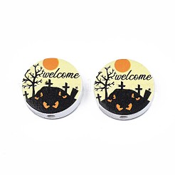 Halloween Printed Natural Wood Beads&nbsp;WOOD-T021-75
